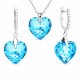 925 Sterling Silver Jewelry Set “Romantic Heart III R” (Aquamarine Shimmer) embellished with Crystals by Swarovski®
