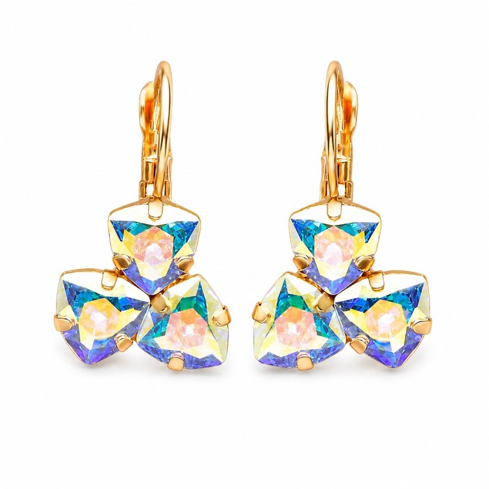 Серьги «Бермудский Треугольник III (Aurora Borealis)» с кристаллами Swarovski®