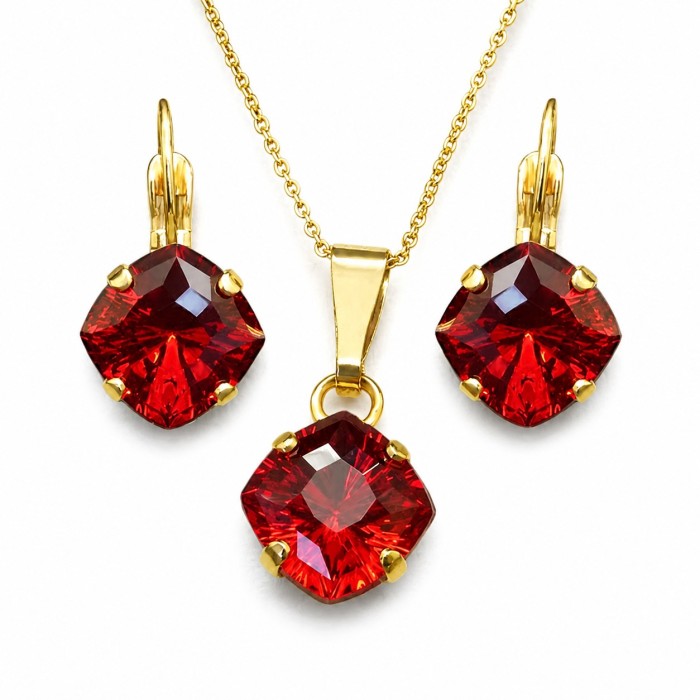Ehtekomplekt naistele „Mystic (Scarlet)“ Swarovski® kristallidega