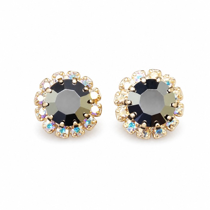 Earrings “Glory (Jet Hematite)” with Preciosa® crystals