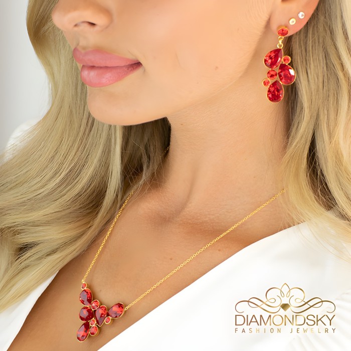 Ehtekomplekt naistele „Fillory Magic (Light Siam)“ Preciosa® kristallidega