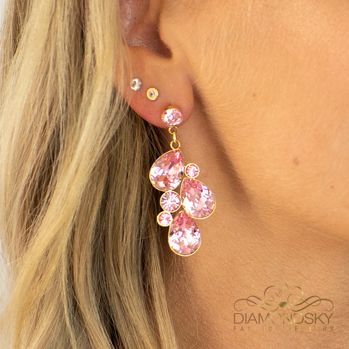 Naiste kõrvarõngad Diamond Sky „Fillory Magic (Light Rose)“ koos Preciosa® kristallidega