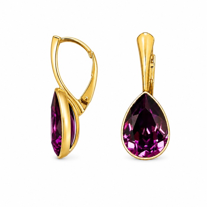Naiste ehete komplekt „Crystal Drop (Amethyst)“ koos Preciosa® kristallidega