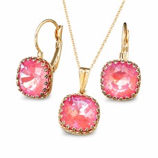 Ehtekomplekt naistele „Vintage V (Lotus Pink DeLite)“ Swarovski® kristallidega