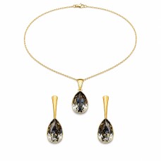 Naiste ehete komplekt „Crystal Drop (Black Diamond)“ koos Preciosa® kristallidega