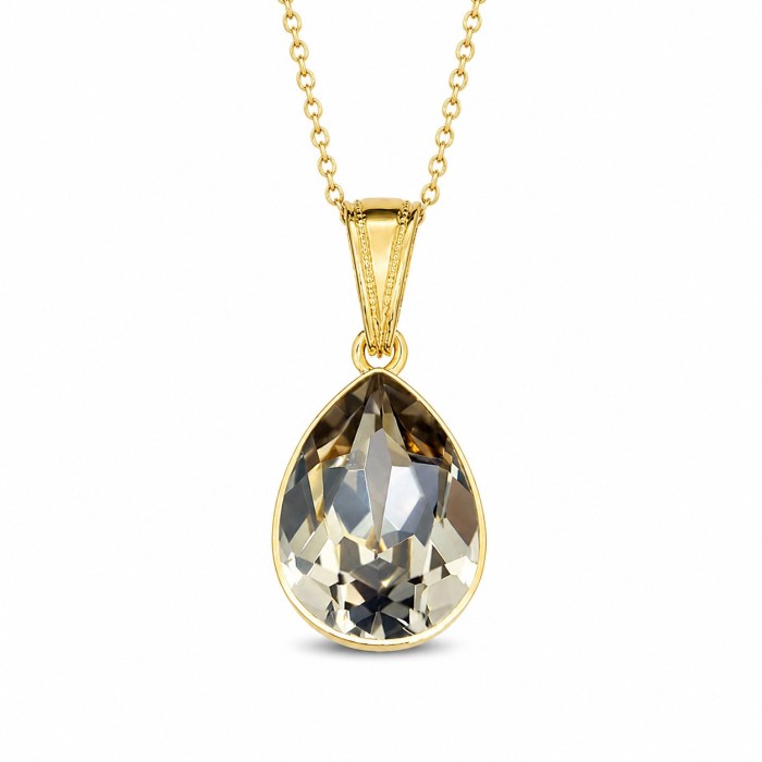 Hõbedane ripats „Crystal Drop (Black Diamond)“ Preciosa® kristallidega