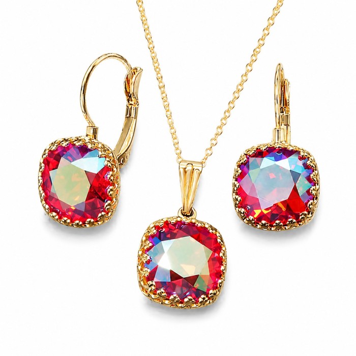 Женский комплект «Винтаж V (Light Siam Shimmer)» с кристаллами Swarovski®