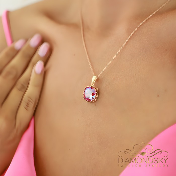 Женский комплект «Винтаж V (Light Siam Shimmer)» с кристаллами Swarovski®