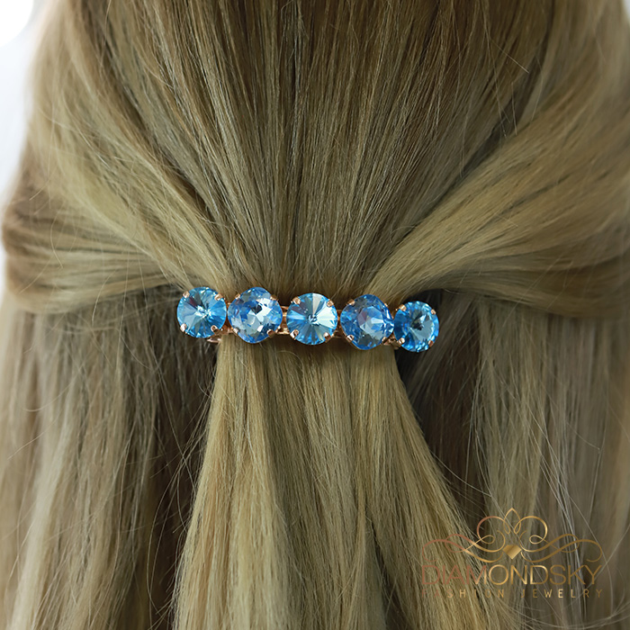 Juuksesõlg naistele DiamondSky „Glare (Aquamarine)“ Swarovski® kristallidega