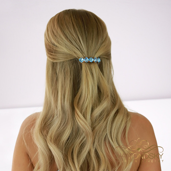 Juuksesõlg naistele DiamondSky „Glare (Aquamarine)“ Swarovski® kristallidega