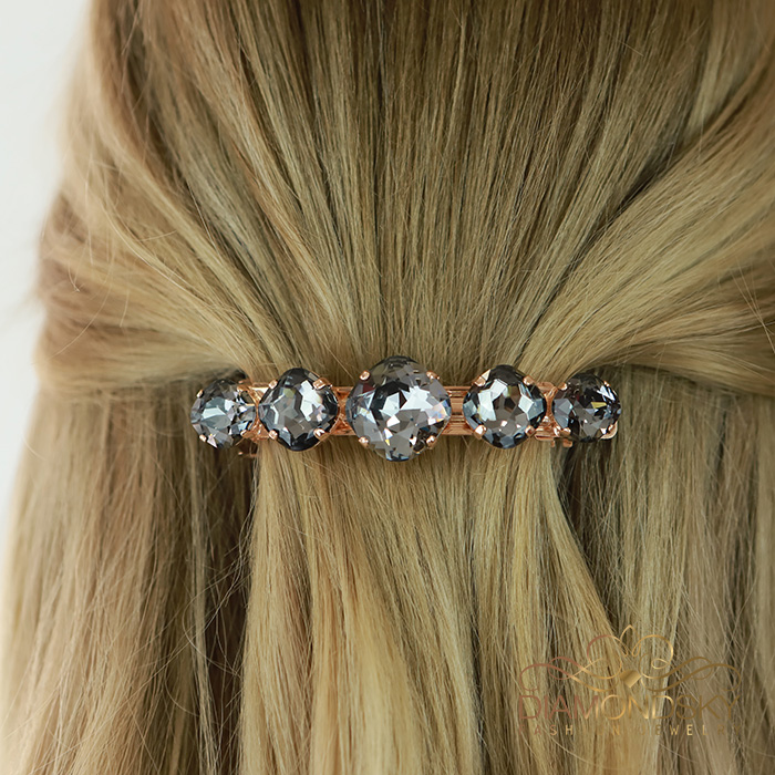 Заколка для волос «Ослепительный Блеск II (Silver Night)» с кристаллами Swarovski®