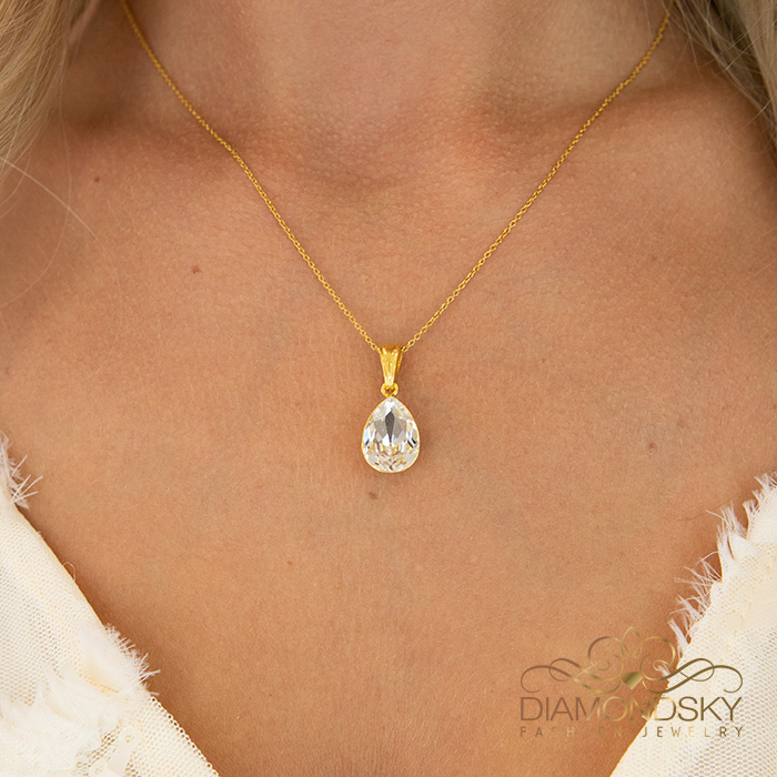 Naiste kaelakee DiamondSky „Crystal Drop“ Preciosa® kristallidega