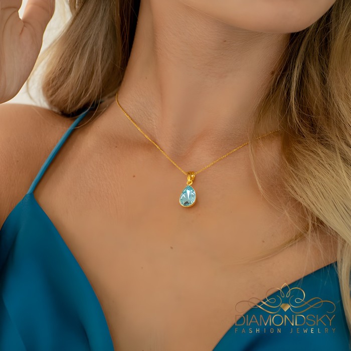 925 Sterling Silver Pendant “Crystal Drop (Aqua Bohemica)” created with Preciosa® crystals