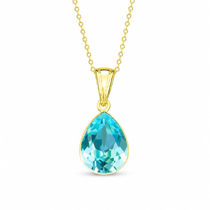 925 Sterling Silver Pendant “Crystal Drop (Aqua Bohemica)” created with Preciosa® crystals