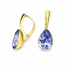 Серебряные серьги «Кристальная Капля (Tanzanite)» с кристаллами Preciosa®