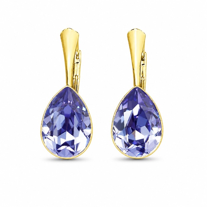Naiste kõrvarõngad Diamond Sky „Crystal Drop (Tanzanite)“ koos Preciosa® kristallidega