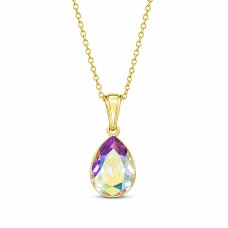 925 Sterling Silver pendant “Crystal Drop (Aurora Borealis)” with Preciosa® crystals