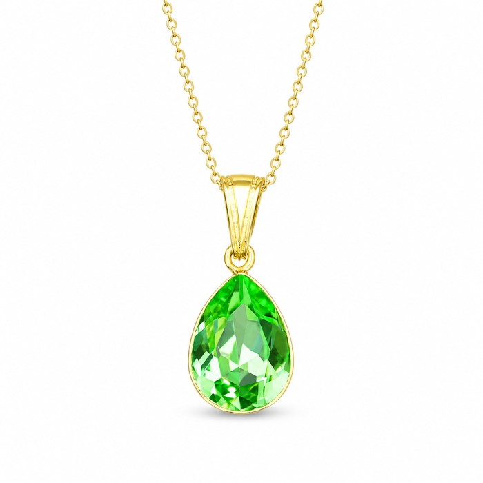 Naiste kaelakee DiamondSky „Crystal Drop (Peridot)“ Preciosa® kristallidega