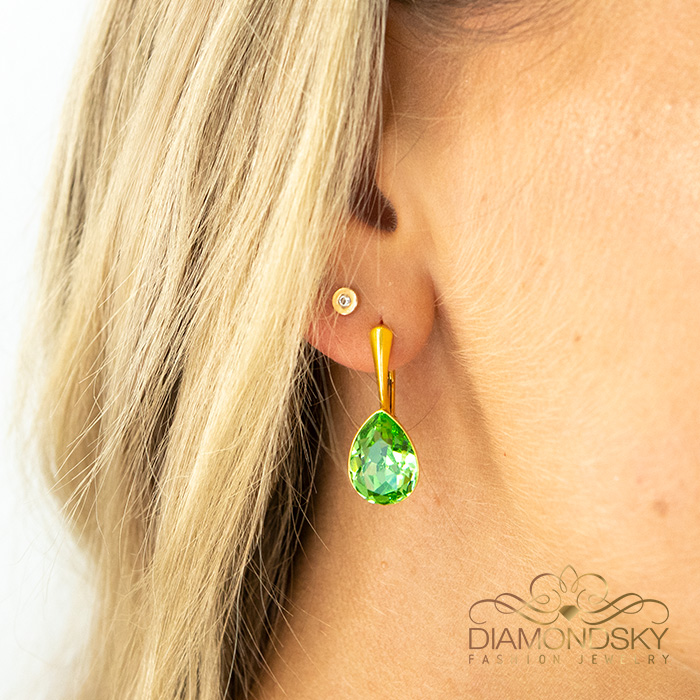 925 Sterling Silver earrings “Crystal Drop (Peridot)” with Preciosa® crystals