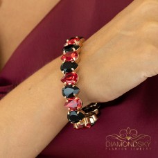 Bracelet “Mona Lisa” (Jet / Light Siam) with Preciosa® crystals