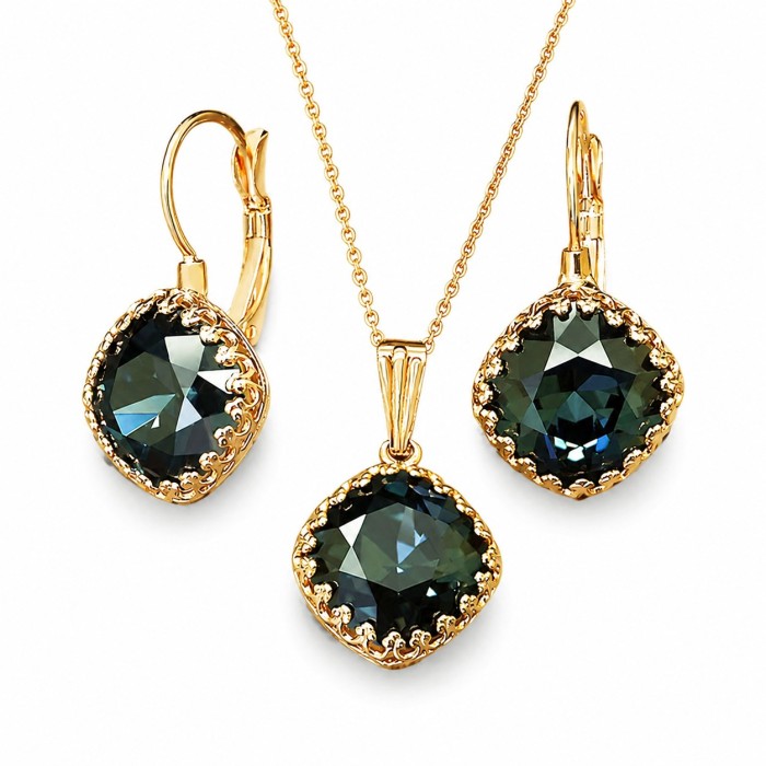 Женский комплект «Винтаж IV (Graphite)» с кристаллами Swarovski®