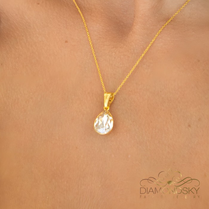 Hõbedane ripats „Crystal Drop (Honey)“ Preciosa® kristallidega