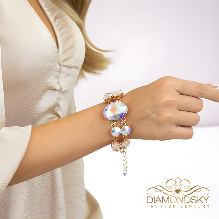 Käevõru naistele DiamondSky „Akrus (Aurora Borealis)“ Swarovski kristallidega