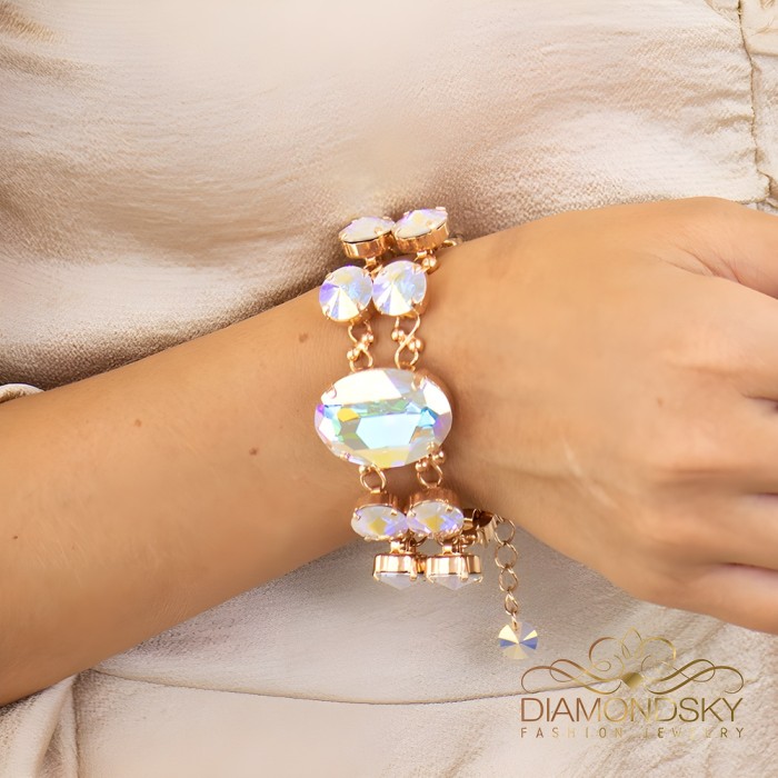 Käevõru naistele DiamondSky „Akrus (Aurora Borealis)“ Swarovski kristallidega