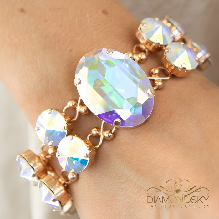Käevõru naistele DiamondSky „Akrus (Aurora Borealis)“ Swarovski kristallidega