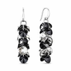 925 Sterling Silver Earrings “Flamenco (Silver Night / Jet)” created with Crystals by Swarovski®