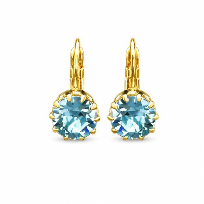 Kõrvarõngad naistele DiamondSky „Sädelev Akvamariin“ (Aquamarine Blue) Swarovski® kristallidega