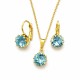 Ehete komplekt naistele DiamondSky „Sädelev Akvamariin“ Swarovski® kristallidega