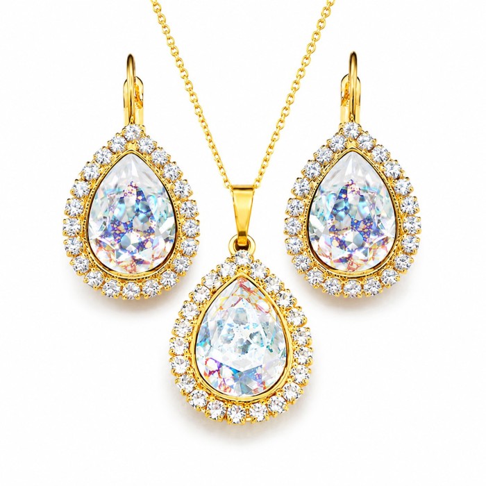 Комплект «Небесная Капля (White Patina)» с кристаллами Swarovski®