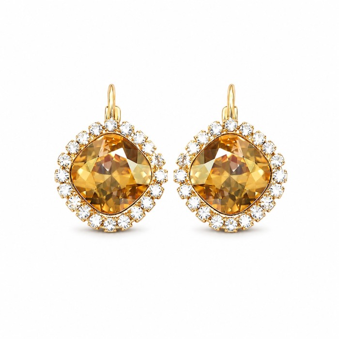 Earrings “Glare III (Golden Shadow)” created with Crystals by Swarovski®