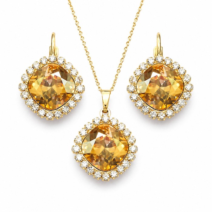Ehtekomplekt naistele „Glare III (Golden Shadow)“ Swarovski® kristallidega