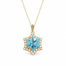 Naiste kaelakee DiamondSky „Snowflake (Aquamarine)“ Swarovski kristallidega