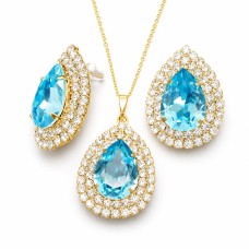 Ehtekomplekt naistele DiamondSky „Jasmine“ (Aquamarine) Swarovski® kristallidega