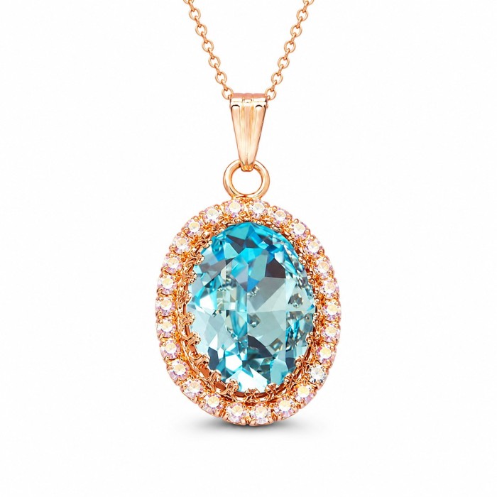 Кулон «Солнечная Иллюзия (Aqua Bohemica)» с кристаллами Preciosa®