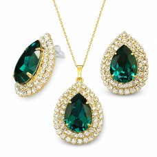 Ehtekomplekt naistele „Jasmine (Emerald)“ Swarovski® kristallidega