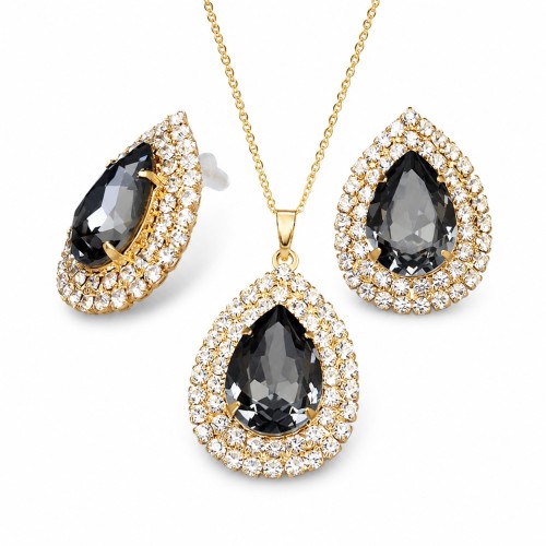 Jewelry Set “Jasmine (Silver Night)” created with Crystals by Swarovski®