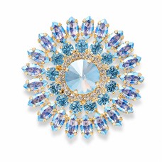 Pross naistele DiamondSky „Lotus (Light Sapphire Shimmer / Aquamarine)“ Swarovski kristallidega