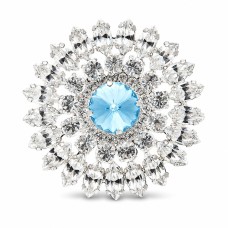 Pross naistele DiamondSky „Lotus (Crystal / Aquamarine)“ Swarovski kristallidega