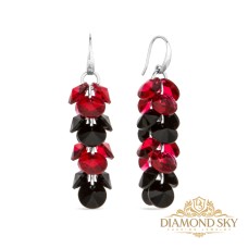 Naiste kõrvarõngad Diamond Sky „Flamenko (Scarlet / Jet)“ koos Swarovski kristallidega
