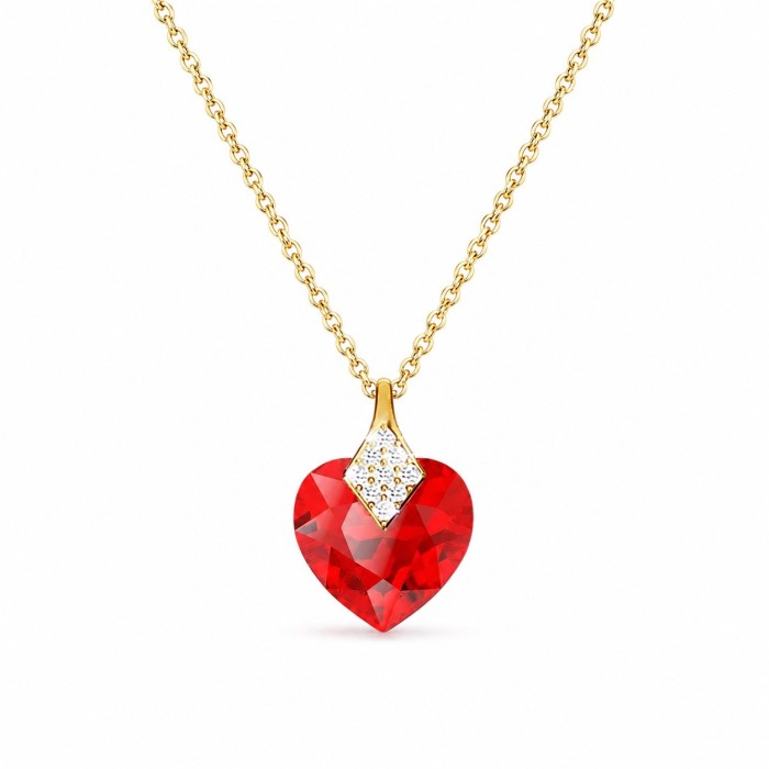 Hõbedane ehtekomplekt naistele „Cute Valentine (Light Siam)“ Swarovski® kristallidega