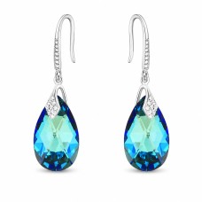 925 Sterling Silver Earrings “Baroque III” (Bermuda Blue) embellished with Crystals by Swarovski®