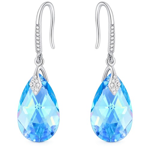 925 Sterling Silver Earrings “Baroque III” (Aquamarine AB) embellished with Crystals by Swarovski®