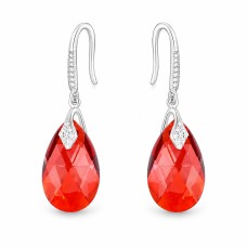 Серебряные серьги 925 пробы «Барокко III (Red Magma)» с кристаллами Swarovski®