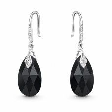 925 Sterling Silver Earrings “Baroque III” (Jet) dazzling with Crystals by Swarovski®