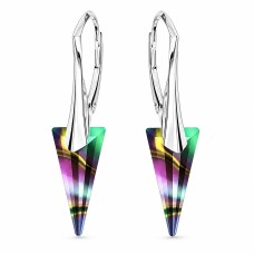 925 Sterling Silver Earrings “Spike II” (Rainbow Dark) Embellished with Crystals by Swarovski®