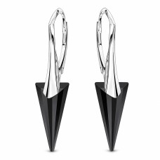 Серебряные серьги 925 пробы «Шип II (Jet)» с кристаллами Swarovski®
